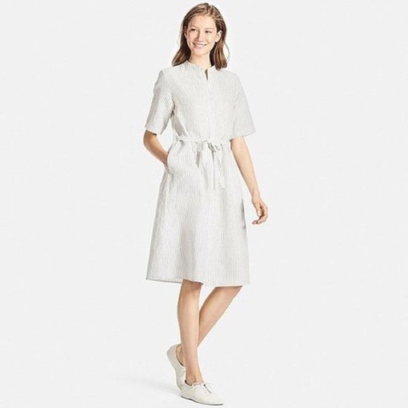 uniqlo linen shirt dress